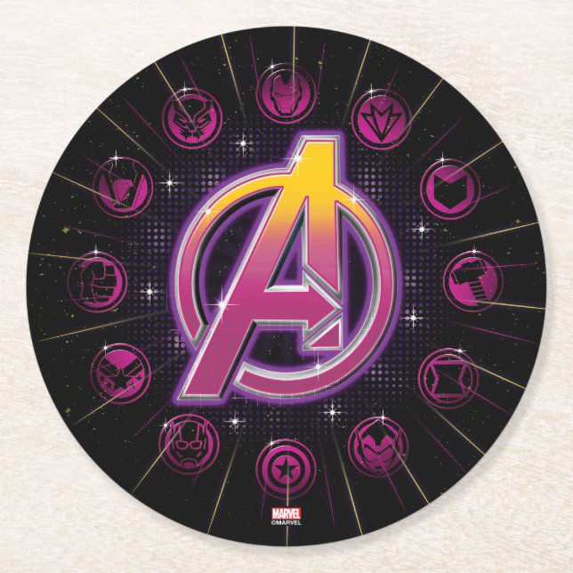Avengers Classics | Stellar Avengers Icons Round Paper Coaster (Front)