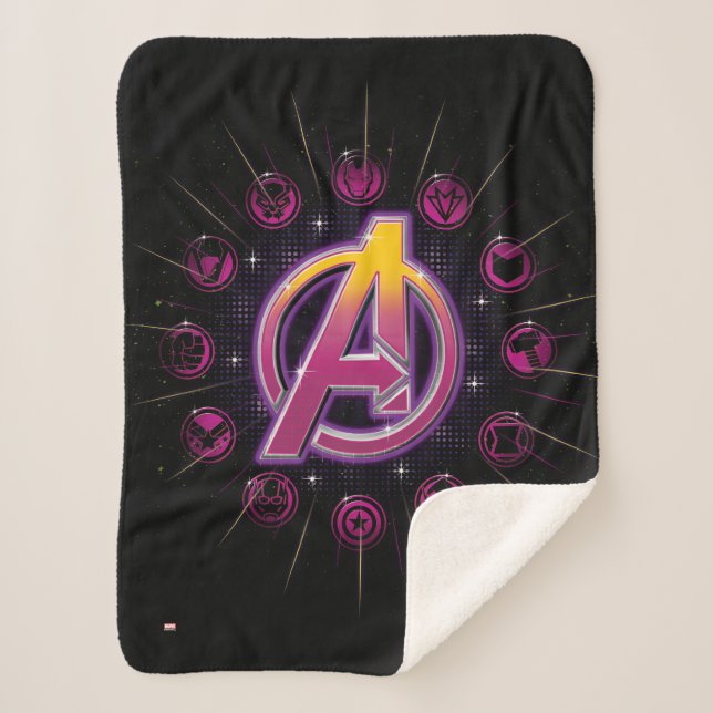 Avengers Classics | Stellar Avengers Icons Sherpa Blanket (Front)