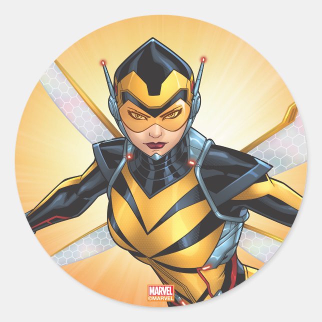 Avengers Classics | The Wasp Flying Classic Round Sticker (Front)