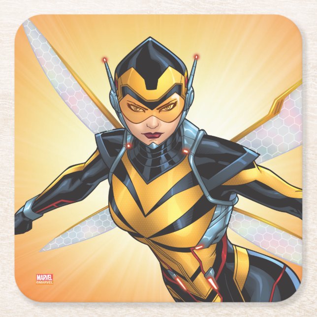 Avengers Classics | The Wasp Flying Square Paper Coaster (Front)