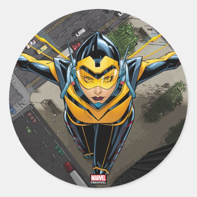 Avengers Classics | The Wasp Head-On Classic Round Sticker (Front)