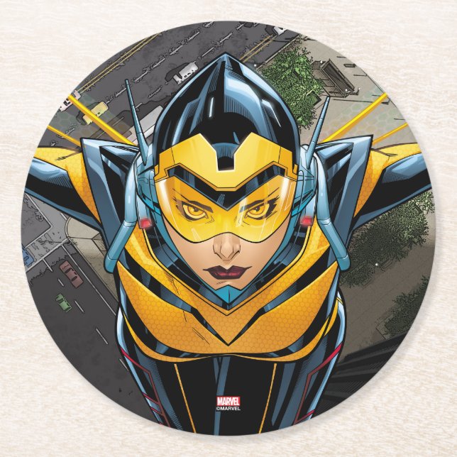 Avengers Classics | The Wasp Head-On Round Paper Coaster (Front)