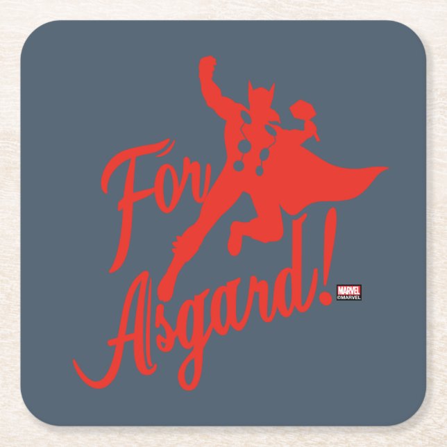 Avengers Classics | Thor "For Asgard" Silhouette Square Paper Coaster (Front)