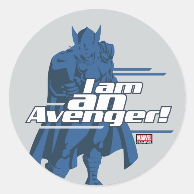 Avengers Classics | Thor "I Am" Graphic Classic Round Sticker (Front)