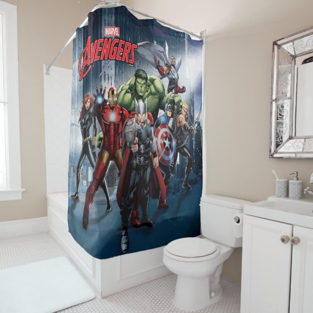 Avengers Classics | Thor Leading Avengers Shower Curtain (In Situ)