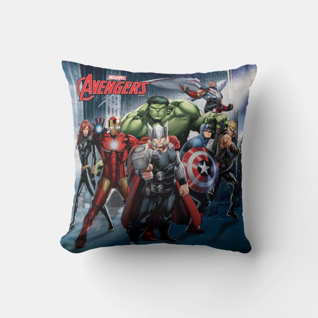 Avengers Classics | Thor Leading Avengers Throw Pillow (Front)