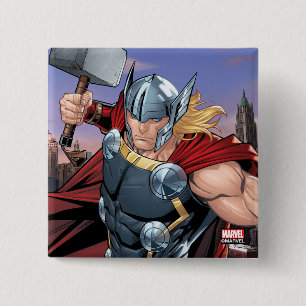Avengers Classics   Thor Leaping With Mjolnir Button