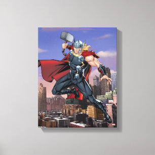 Avengers Classics   Thor Leaping With Mjolnir Canvas Print