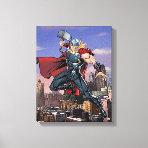 Avengers Classics  Thor Leaping With Mjolnir Canvas Print