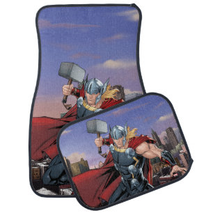Avengers Classics   Thor Leaping With Mjolnir Car Floor Mat