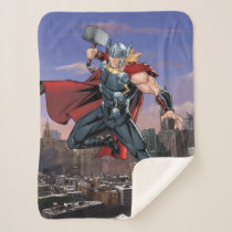 Avengers Classics | Thor Leaping With Mjolnir Sherpa Blanket