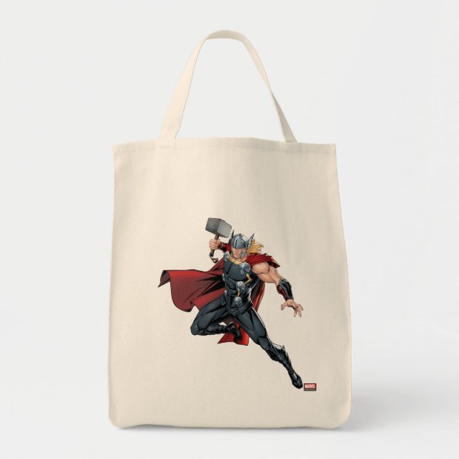Avengers Classics | Thor Leaping With Mjolnir Tote Bag (Front)