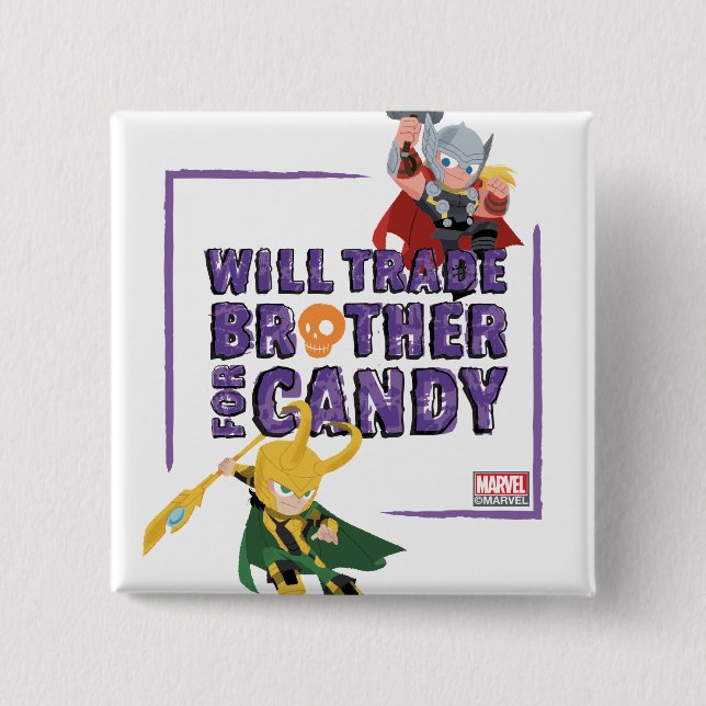 Avengers Classics | Thor & Loki Halloween Candy Button (Front)