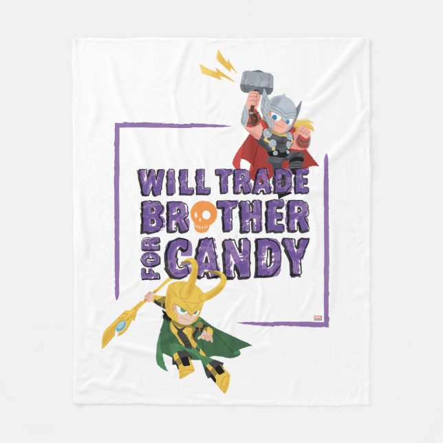 Avengers Classics | Thor & Loki Halloween Candy Fleece Blanket (Front)