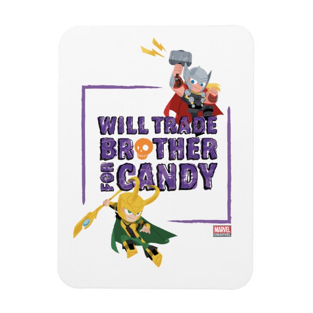 Avengers Classics | Thor & Loki Halloween Candy Magnet (Vertical)