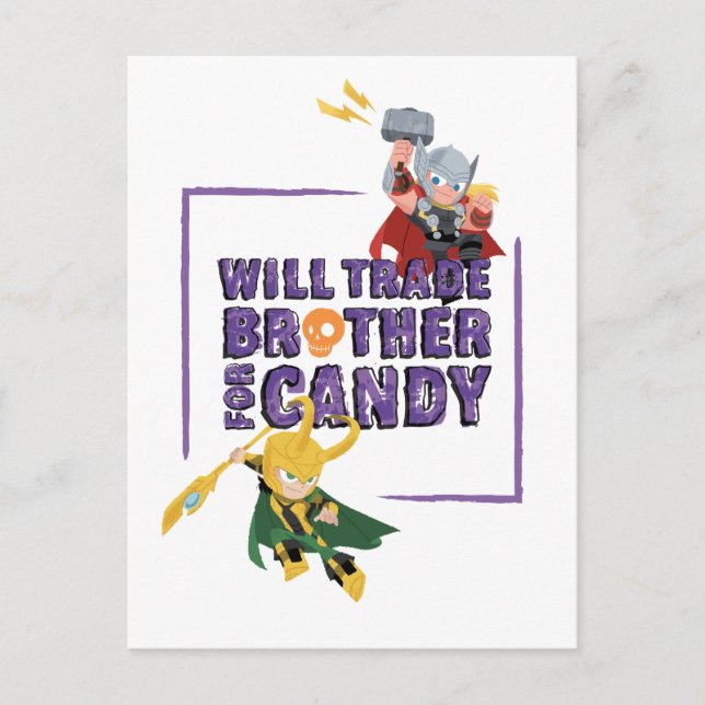 Avengers Classics | Thor & Loki Halloween Candy Postcard (Front)