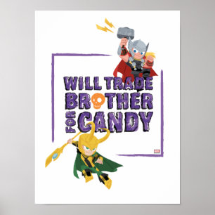 Avengers Classics   Thor & Loki Halloween Candy Poster