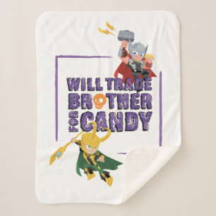 Avengers Classics Thor & Loki Halloween Candy Sherpa Blanket