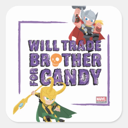 Avengers Classics  Thor  Loki Halloween Candy Square Sticker