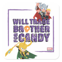 Avengers Classics | Thor & Loki Halloween Candy Square Sticker