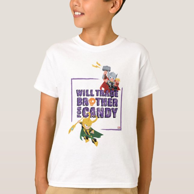 Avengers Classics | Thor & Loki Halloween Candy T-Shirt (Front)