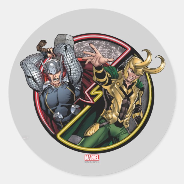 Avengers Classics | Thor Versus Loki Classic Round Sticker (Front)