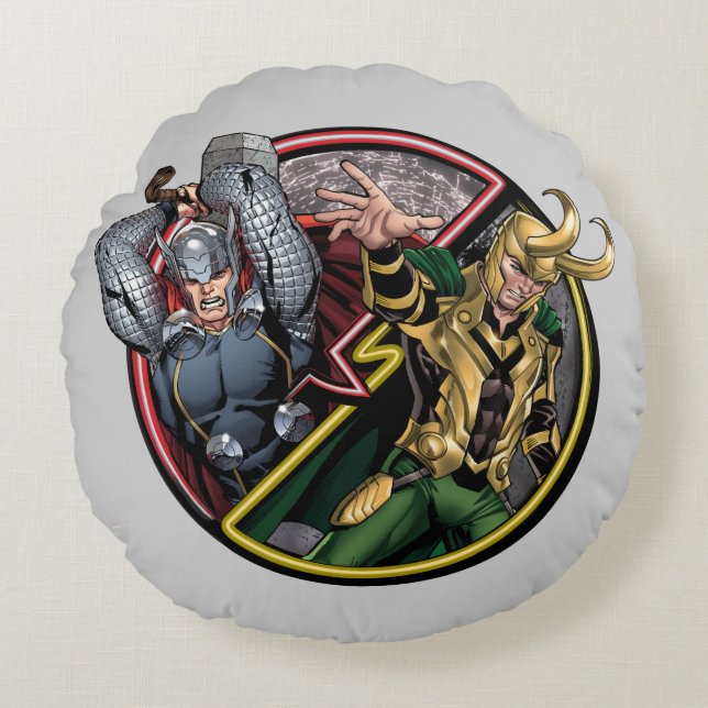 Avengers Classics | Thor Versus Loki Round Pillow (Front)