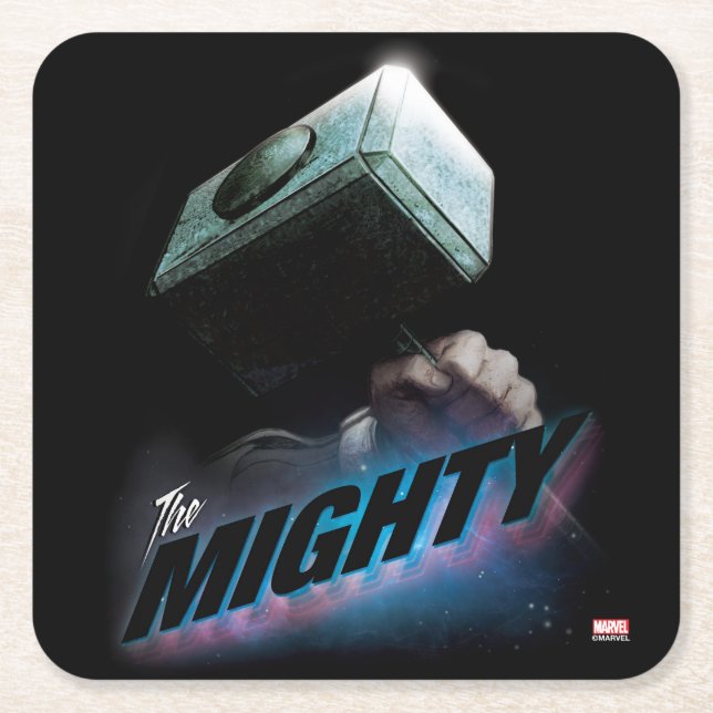 Avengers Classics | Thor's Hammer Bold Graphic Square Paper Coaster (Front)