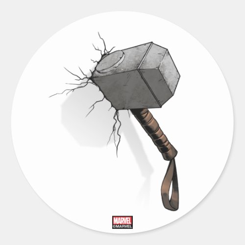 Avengers Classics  Thors Hammer Struck Classic Round Sticker
