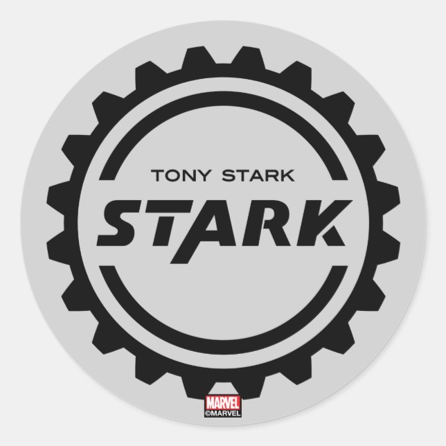 Avengers Classics | Tony Stark Gear Logo Classic Round Sticker (Front)