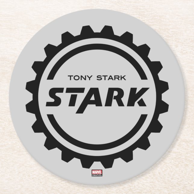 Avengers Classics | Tony Stark Gear Logo Round Paper Coaster (Front)