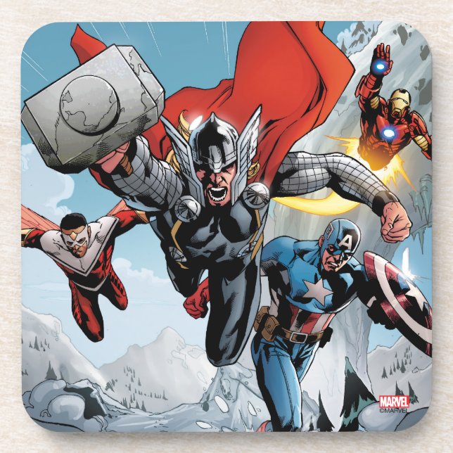 Avengers Classics | Traversing Through Snowy Mount Drink Coaster (Front)