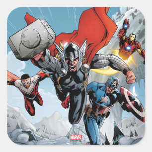 Avengers Classics Traversing Through Snowy Mount Square Sticker