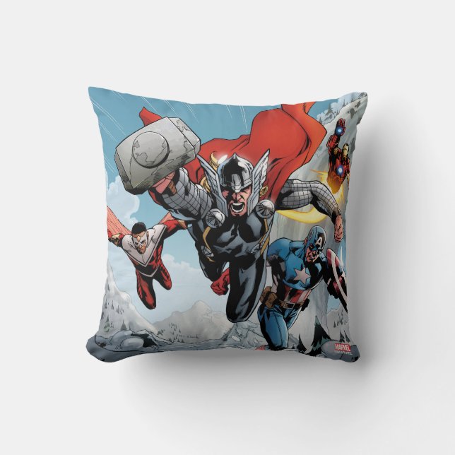 Avengers Classics | Traversing Through Snowy Mount Throw Pillow (Front)