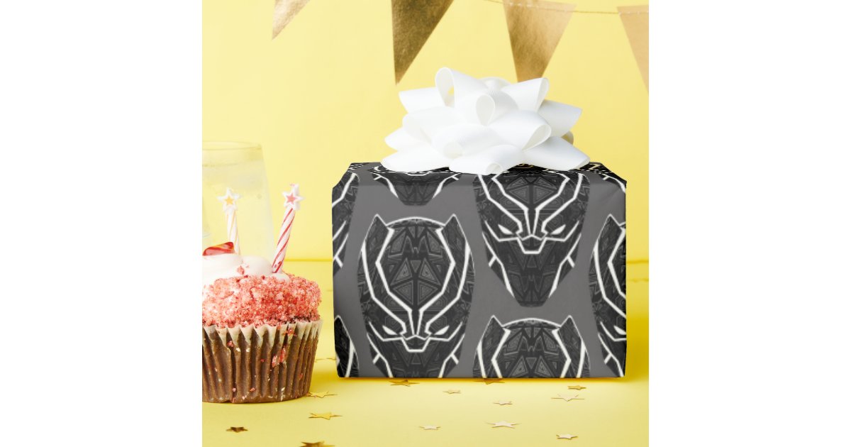 Avengers Classics Tribal Black Panther Head Wrapping Paper Zazzle