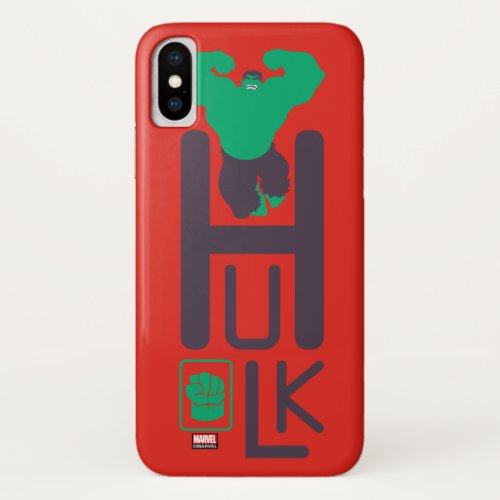 Avengers Classics  Vertical Hulk Name Graphic iPhone X Case