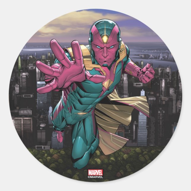 Avengers Classics | Vision Reaching Out Classic Round Sticker (Front)