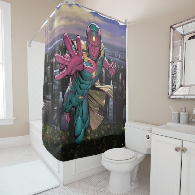 Avengers Classics | Vision Reaching Out Shower Curtain (In Situ)