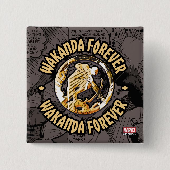Avengers Classics | Wakanda Forever Comic Pattern Button (Front)