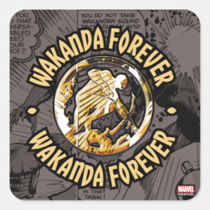 Avengers Classics Wakanda Forever Comic Pattern Square Sticker