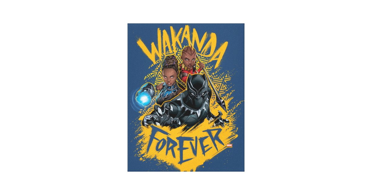 Avengers Classics Wakanda Forever Group Grapic Canvas Print