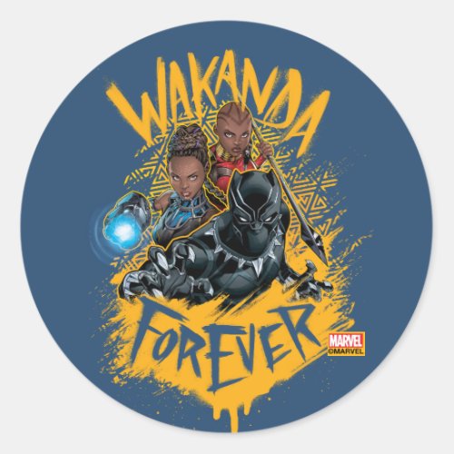 Avengers Classics  Wakanda Forever Group Grapic Classic Round Sticker