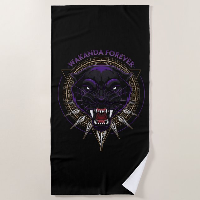 Avengers Classics | Wakanda Forever Panther Emblem Beach Towel (Front)