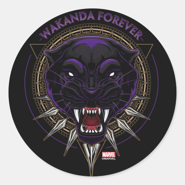 Avengers Classics | Wakanda Forever Panther Emblem Classic Round Sticker (Front)