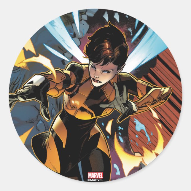 Avengers Classics | Wasp Flying Attack Classic Round Sticker (Front)