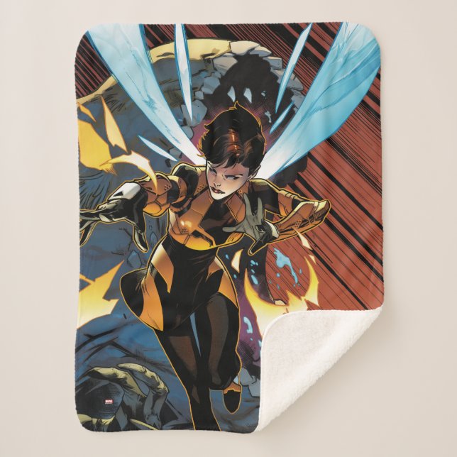 Avengers Classics | Wasp Flying Attack Sherpa Blanket (Front)