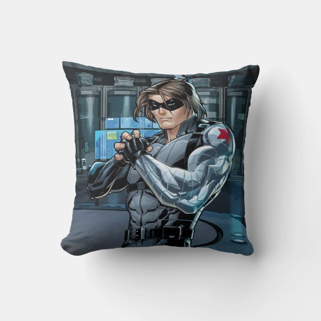 Avengers Classics | Winter Soldier Holding Fist Throw Pillow (Front)