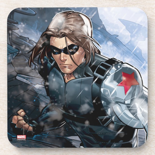 Avengers Classics | Winter Soldier In Snow Beverage Coaster (Front)