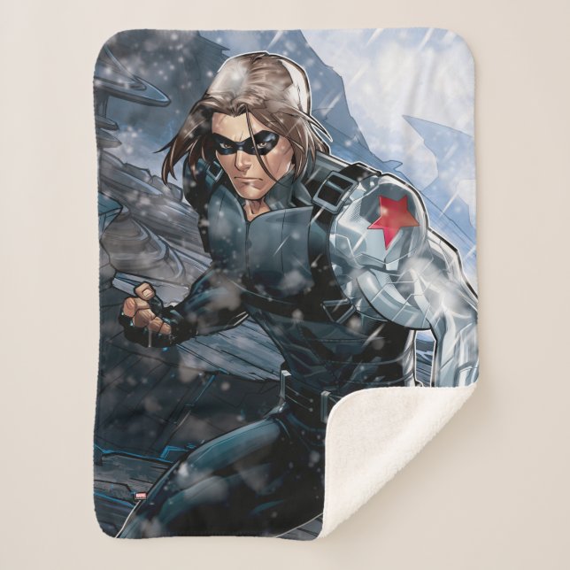 Avengers Classics | Winter Soldier In Snow Sherpa Blanket (Front)