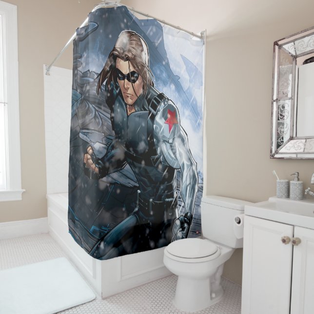 Avengers Classics | Winter Soldier In Snow Shower Curtain (In Situ)